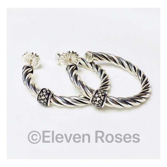 David Yurman Jewelry - David Yurman Cable Classics Diamond Hoop Earrings